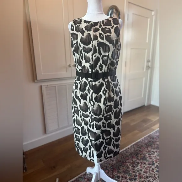 PAULE KA 40 US 6 Animal Print Belted Lined Dress Vintage Designer Leopard print