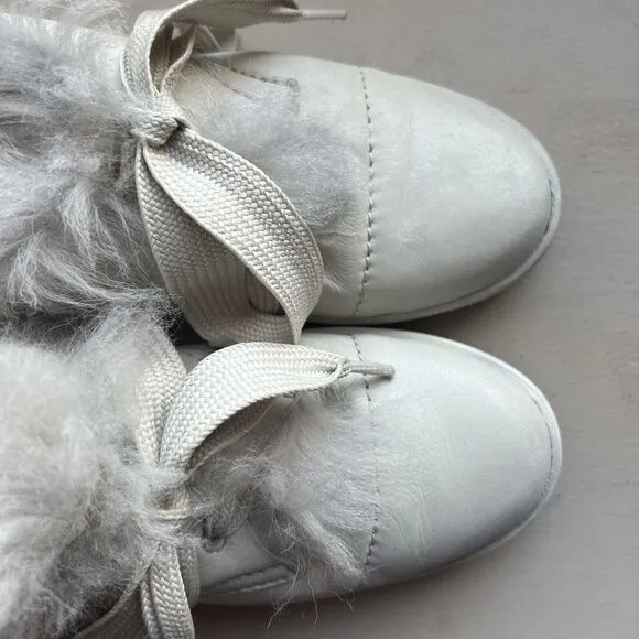 Pedro Garcia Parley Ice Churra Fur Lined Lace Up Slipper Ankle Bootie EU 38 US 8