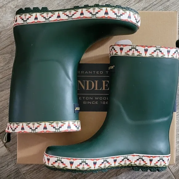 Pendleton TUCSON Mid Boot Outdoor Rain Boots Green Native American Inspired NIB