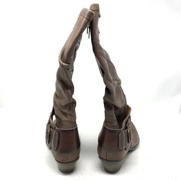Pikolino Women's size 37 US 6.5-7 Brown Leather Comfort Boots Slouchy Harness