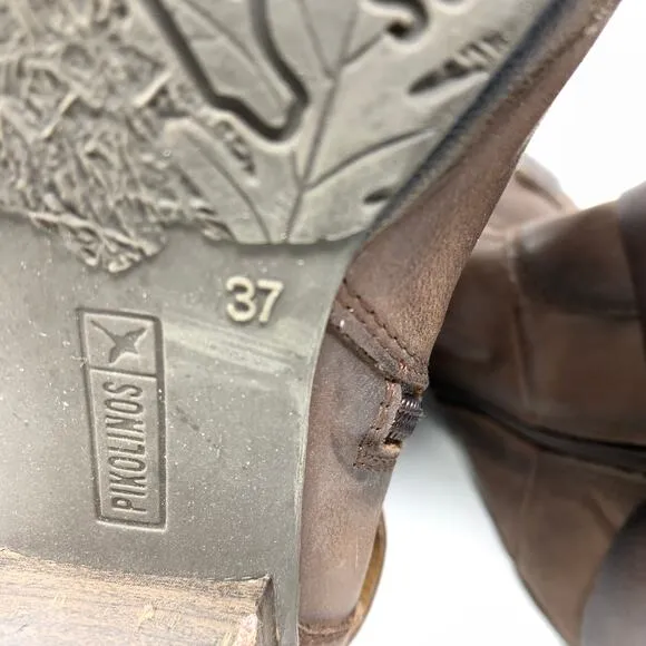 Pikolino Women's size 37 US 6.5-7 Brown Leather Comfort Boots Slouchy Harness