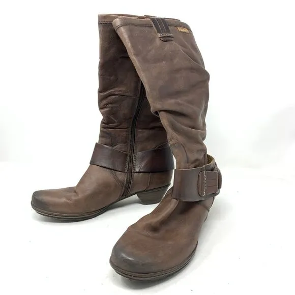 Pikolino Women's size 37 US 6.5-7 Brown Leather Comfort Boots Slouchy Harness