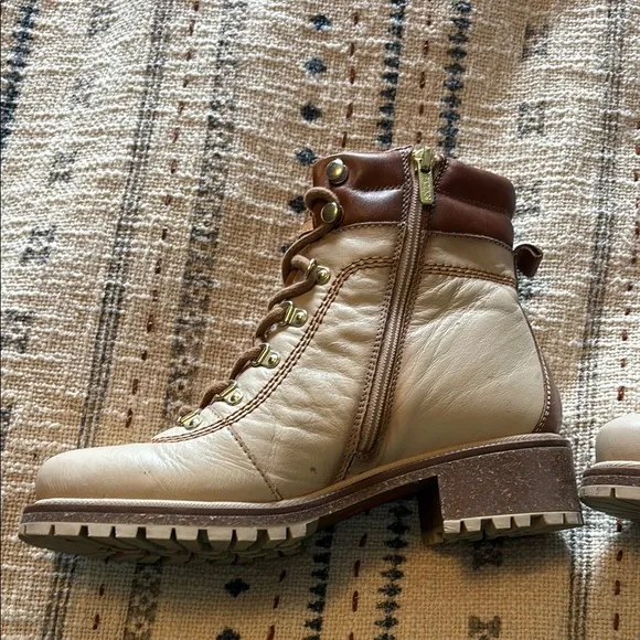 Pikolinos Cream and Brown Lace Up Boots for Outdoor Adventures