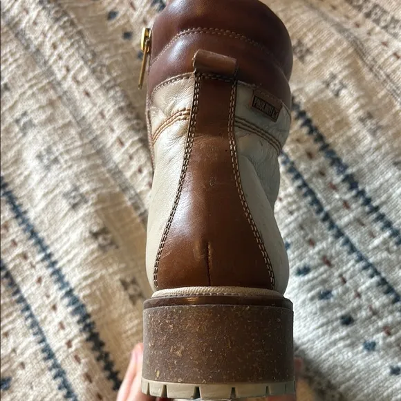 Pikolinos Cream and Brown Lace Up Boots for Outdoor Adventures