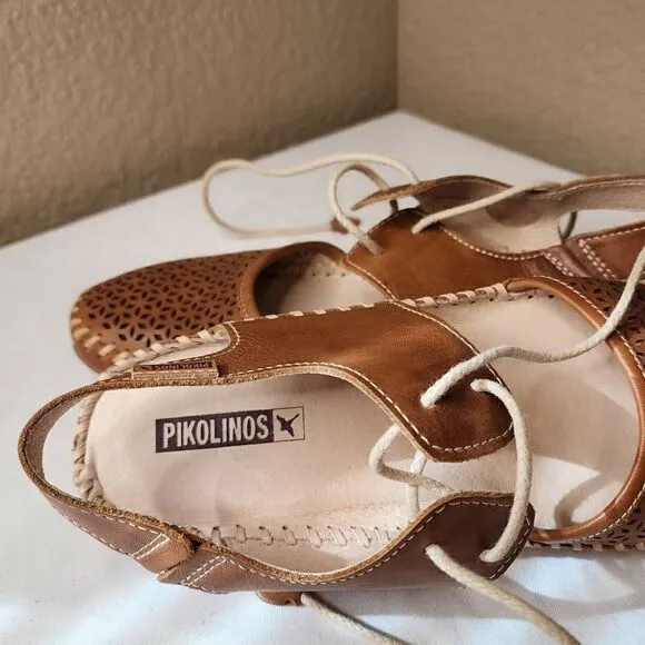 Pikolinos - Puerto Vallarta Tie Women's Sling Back Ankle Strap Wedge Sandals, 38