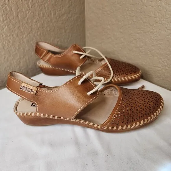 Pikolinos - Puerto Vallarta Tie Women's Sling Back Ankle Strap Wedge Sandals, 38