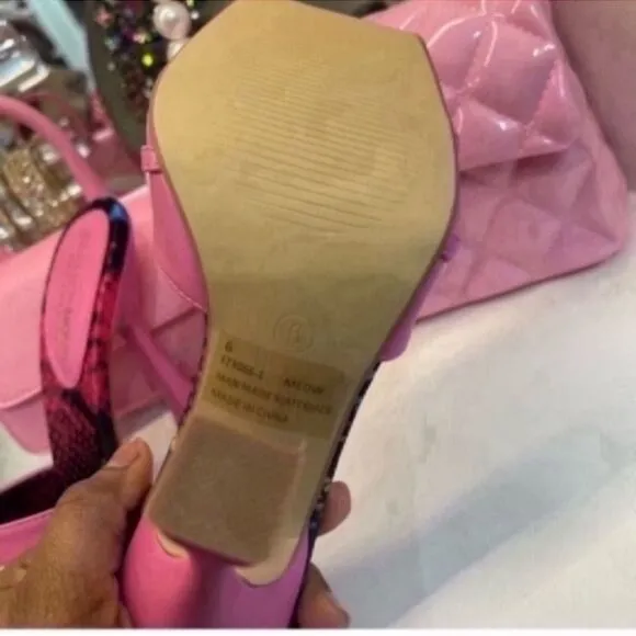 Pink High Heel Sandals with Chain Detail Size 6