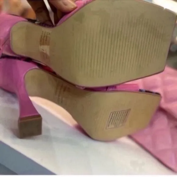 Pink High Heel Sandals with Chain Detail Size 6
