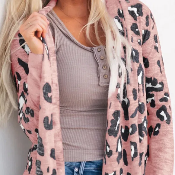 Pink Printed Long Sleeve Cardigan
