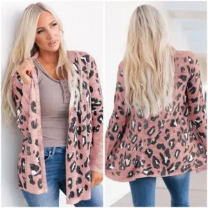 Pink Printed Long Sleeve Cardigan