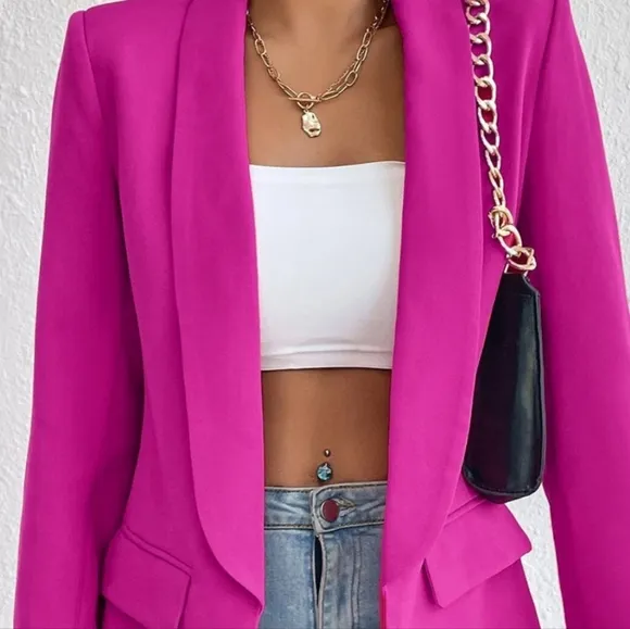 Pink Shawl Collar Blazer