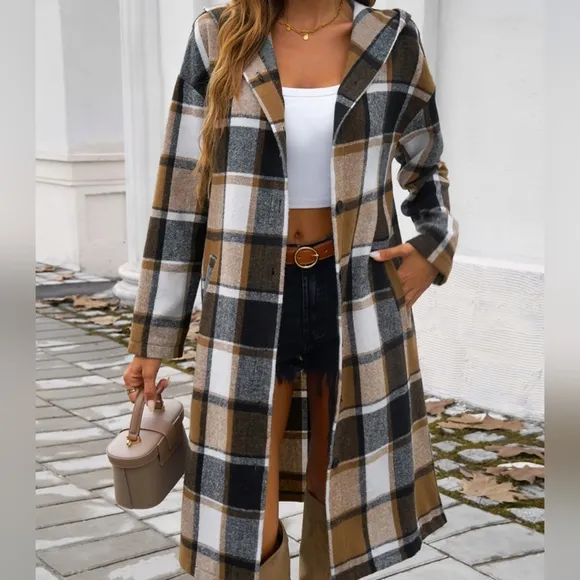 Plaid Whisper Hooded Coat