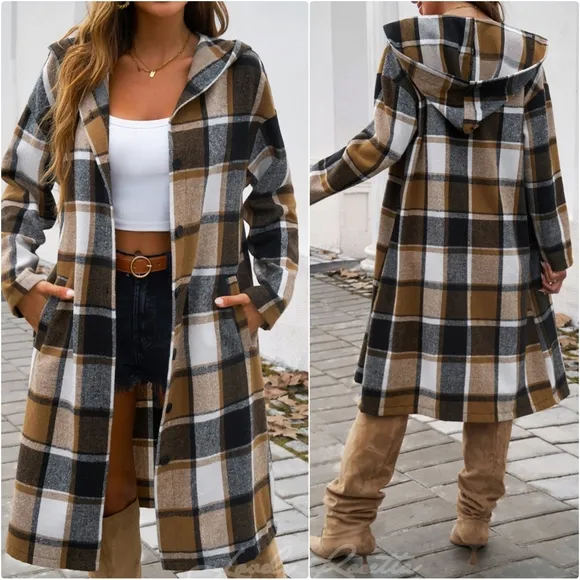 Plaid Whisper Hooded Coat