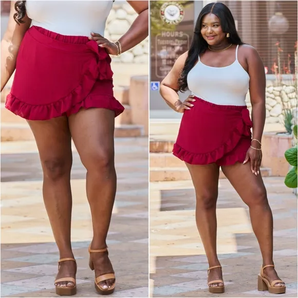 Playful Curvy Ruffled Hem Skort