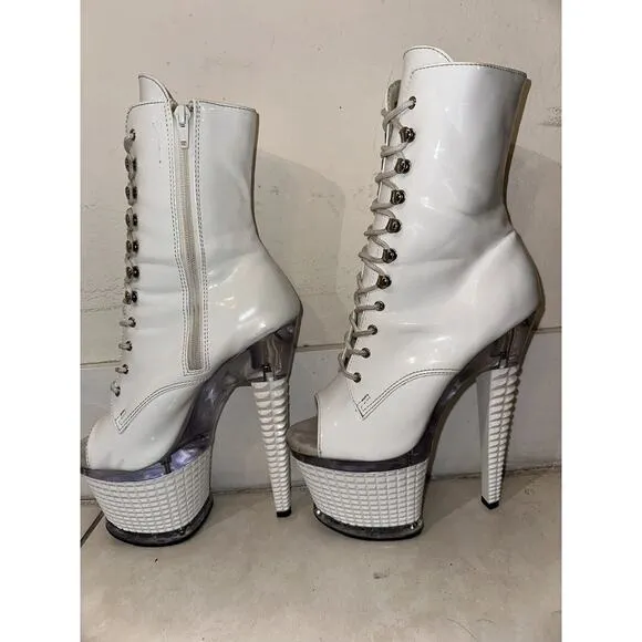 Pleaser Platform Boots SPECTATOR-1021 Front Lace Ankle High Dancer Boots Sz 7