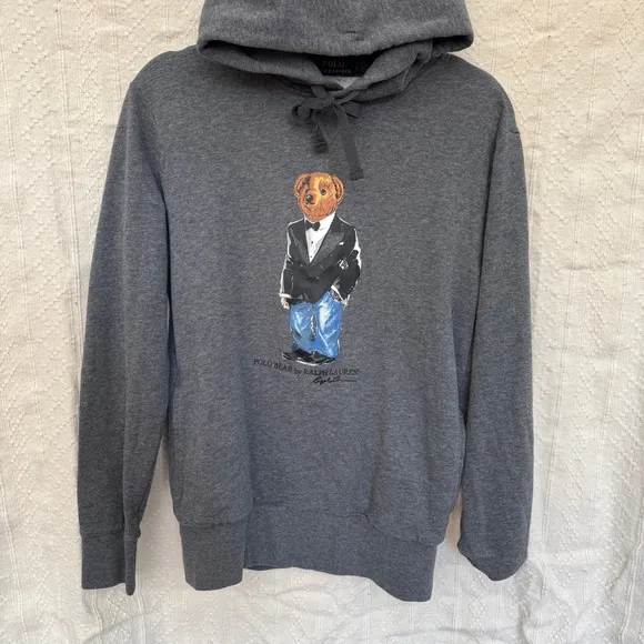 Polo Bear Fleece Hoodie Ralph Lauren   VTG bear