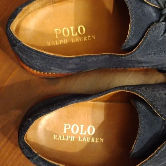 Polo Ralph Lauren &quot;Johnsly' Blue Suede Brogue Wingtip Oxfords, Size 9.5 D