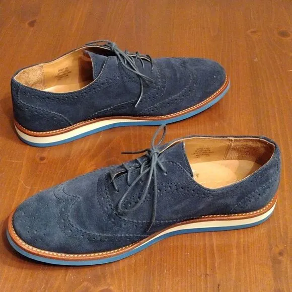 Polo Ralph Lauren &quot;Johnsly' Blue Suede Brogue Wingtip Oxfords, Size 9.5 D