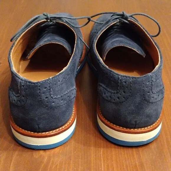 Polo Ralph Lauren &quot;Johnsly' Blue Suede Brogue Wingtip Oxfords, Size 9.5 D