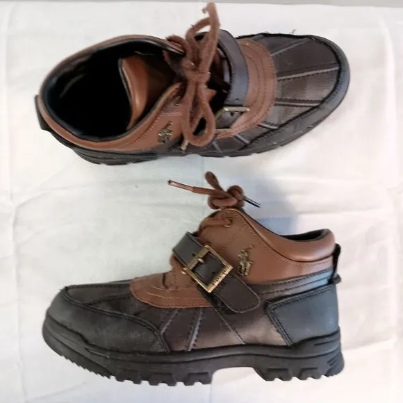 POLO RALPH LAUREN Boy's Dover Boot Chocolate Leather size 3