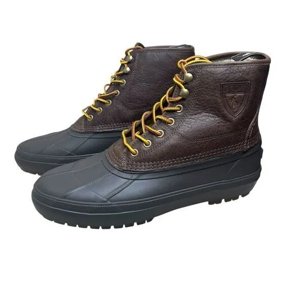 Polo Ralph Lauren Claus Lace Up Mens‎ Sherpa Lined Duck Boots Brown Size 9