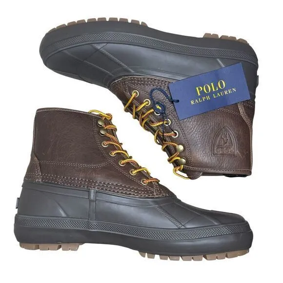 Polo Ralph Lauren Claus Lace Up Mens‎ Sherpa Lined Duck Boots Brown Size 9