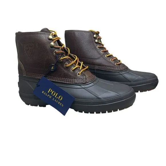 Polo Ralph Lauren Claus Lace Up Mens‎ Sherpa Lined Duck Boots Brown Size 9