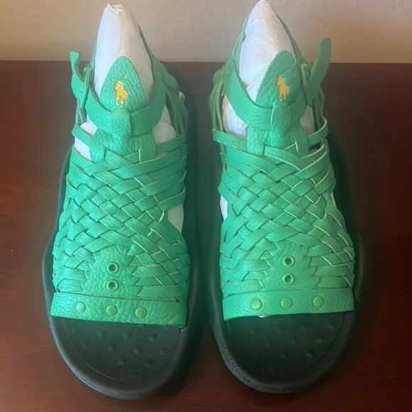 Polo Ralph Lauren Huarache TCH-SK-ATH Green Leather Sandals