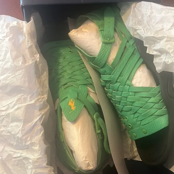 Polo Ralph Lauren Huarache TCH-SK-ATH Green Leather Sandals