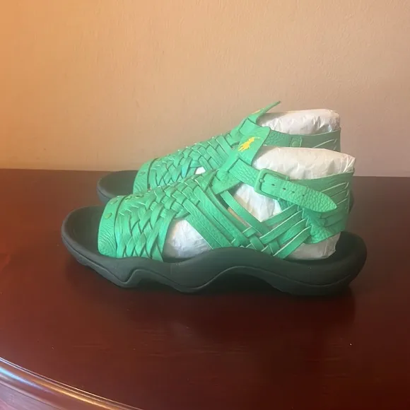 Polo Ralph Lauren Huarache TCH-SK-ATH Green Leather Sandals