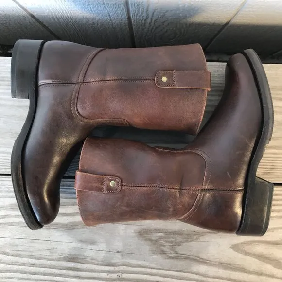 Polo Ralph Lauren Mens Brown Leather Western Wellington Hunting Work Boots 10 D