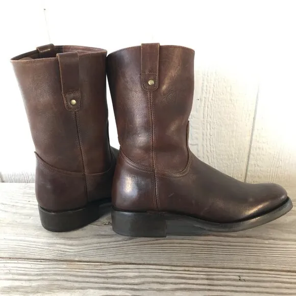 Polo Ralph Lauren Mens Brown Leather Western Wellington Hunting Work Boots 10 D
