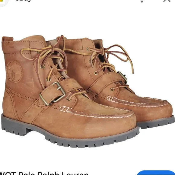Polo Ralph Lauren Men’s Redmond Brown Leather Ranger High Top Boots- Size 9.5