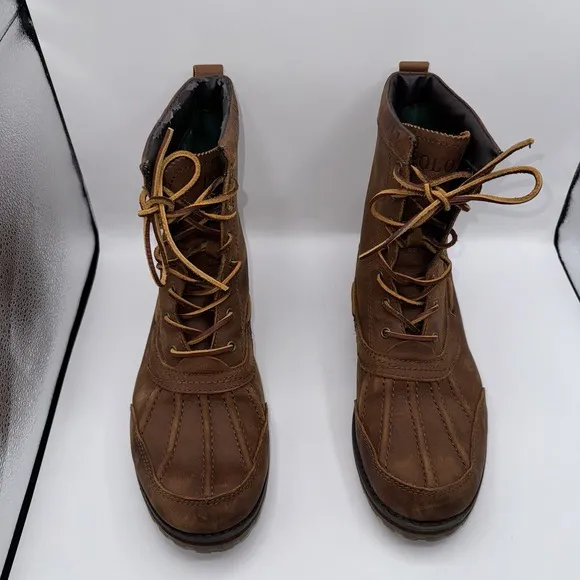 Polo Ralph Lauren Sz 10.5 Whitsand Brown Leather Duck Work Boots‎ Ranger Lace Up