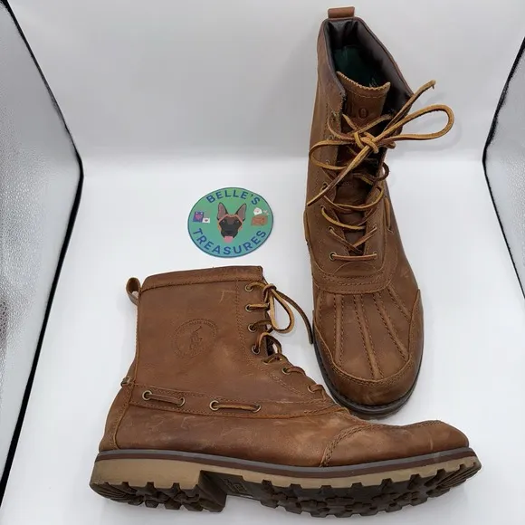 Polo Ralph Lauren Sz 10.5 Whitsand Brown Leather Duck Work Boots‎ Ranger Lace Up