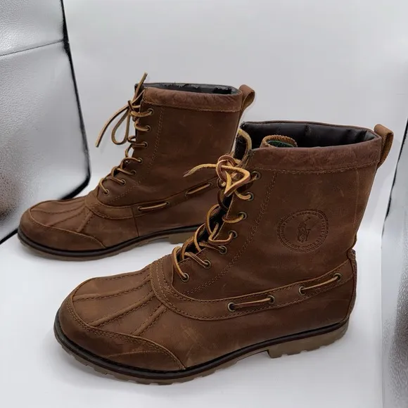 Polo Ralph Lauren Sz 10.5 Whitsand Brown Leather Duck Work Boots‎ Ranger Lace Up