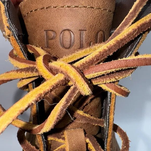 Polo Ralph Lauren Sz 10.5 Whitsand Brown Leather Duck Work Boots‎ Ranger Lace Up