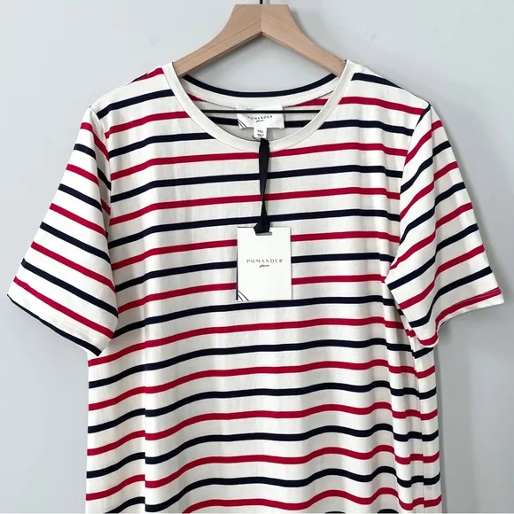 Pomander Place Dress Americana Stripe Short Sleeve Gio Maxi Dress Red White XXL