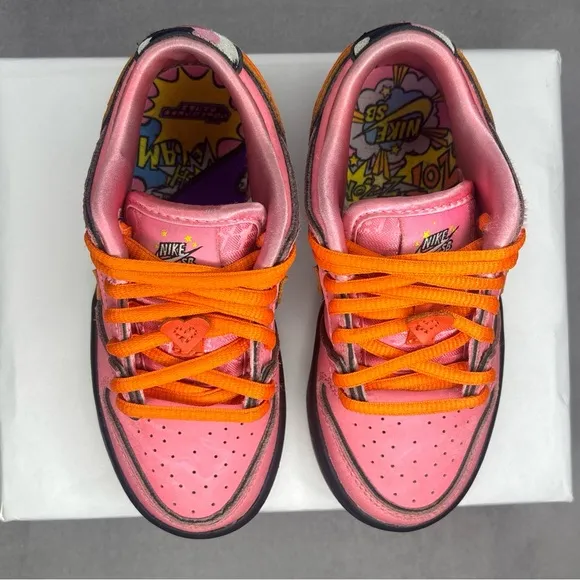 Pre Owned Powerpuff Girls Nike SB Dunk Low Pro Red Lotus Orange Size: 11C