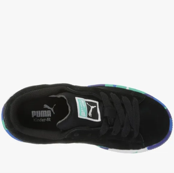 Puma Kids' Black and Blue Suede Shoes