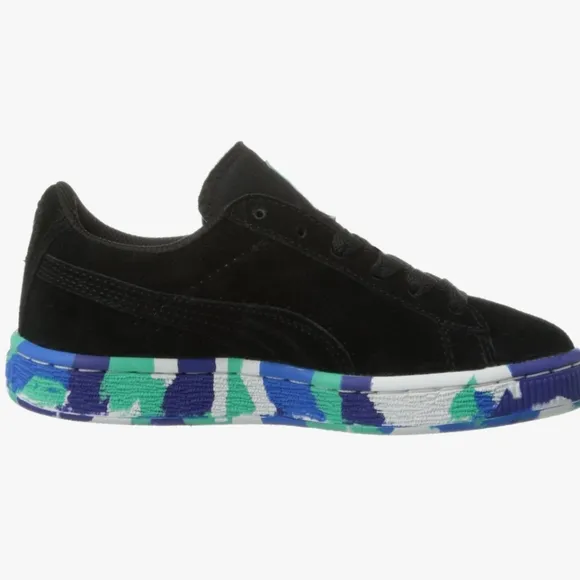 Puma Kids' Black and Blue Suede Shoes