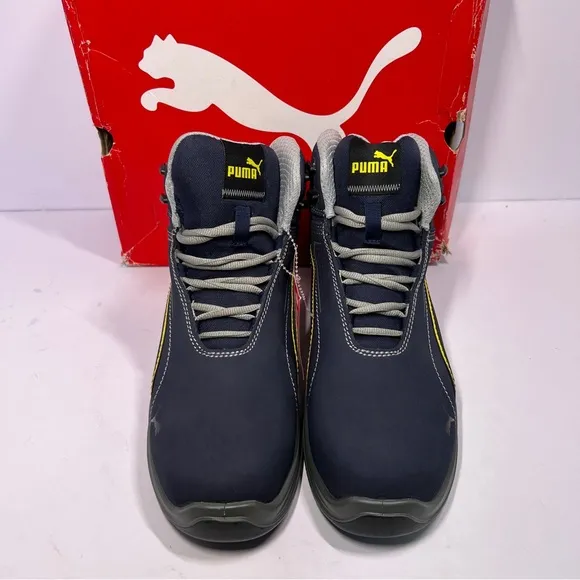 Puma Safety Blue Mens Leather Touring Mid Moto CT Lace-Up Work Boots Size 8.5
