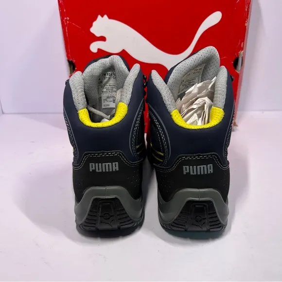 Puma Safety Blue Mens Leather Touring Mid Moto CT Lace-Up Work Boots Size 8.5