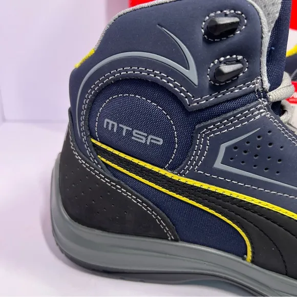 Puma Safety Blue Mens Leather Touring Mid Moto CT Lace-Up Work Boots Size 8.5