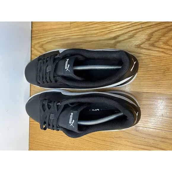 Puma Smash V2 Black White Leather Comfort Foam Athletic Sneaker Size 13