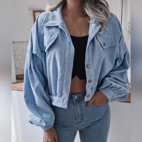 Quinn Lantern Cord Jacket - Ash Blue