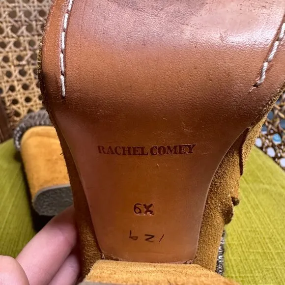 Rachel Comey Colton Ankle Boot Fold-Over Knit Cuff Tan Suede Size 6.5