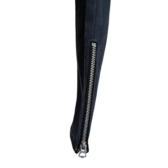 Rag‎ &amp; Bone Cate Mid Rise Ankle Skinny Jean Minna 25 Faded Black Gray Zip Ankle