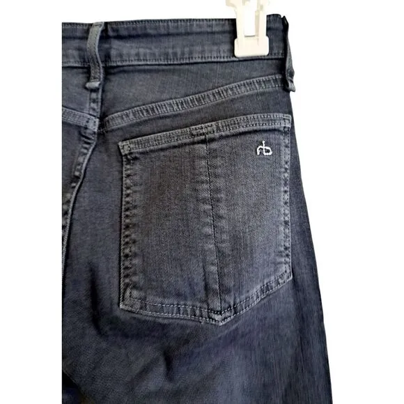 Rag‎ &amp; Bone Cate Mid Rise Ankle Skinny Jean Minna 25 Faded Black Gray Zip Ankle