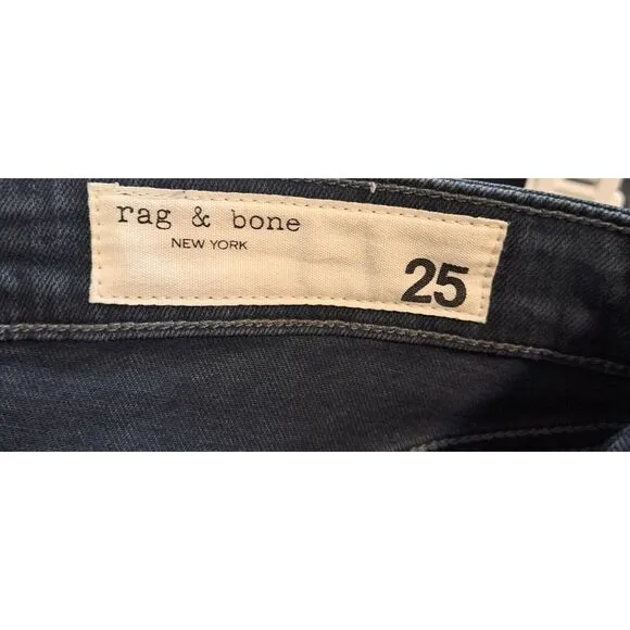 Rag‎ &amp; Bone Cate Mid Rise Ankle Skinny Jean Minna 25 Faded Black Gray Zip Ankle